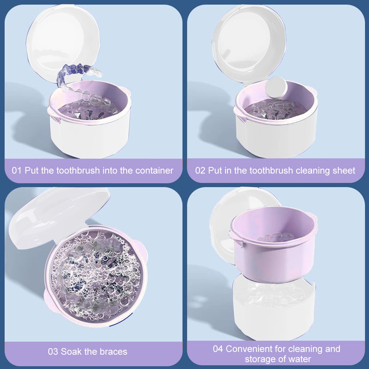 HANNEA Denture Bath Case, Retainer Holder with Strainer Basket, False Teeth Storage Cup Mouth Guard Storage Soak Container for Travel Cleaning, White HANNEA Denture Bath Case, Retainer Holder with Strainer Basket, False Teeth Storage Cup Mouth Guard Storage Soak Container for Travel Cleaning, White